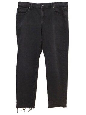 GAP Black Distressed Raw Hem Girlfriend Mid Rise Jeans Women’s Sz 16 Reg